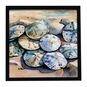 Sand Dollars Framed Metal Print Bathroom, Kitchen, Office, Home Decor Wall Art Ready to Hang, Square, 8X8