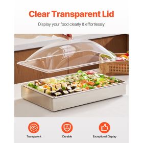 Countertop Food Serving Display Container, 1 x 1 Pan Stainless Steel Food Serving Tray