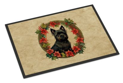 NEW Cairn Terrier Christmas Flowers Doormat Front Door Mat Indoor Outdoor Rugs for Entryway, Non Slip Washable Low Pile, 18H X 27W