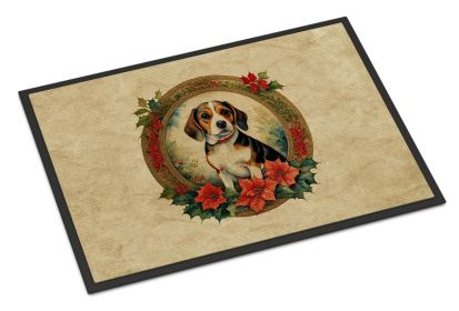 NEW Beagle Christmas Flowers Doormat Front Door Mat Indoor Outdoor Rugs for Entryway, Non Slip Washable Low Pile, 18H X 27W