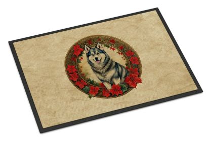 NEW Alaskan Malamute Christmas Flowers Doormat Front Door Mat Indoor Outdoor Rugs for Entryway, Non Slip Washable Low Pile, 18H X 27W