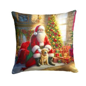 Labrador Retriever and Santa Claus Throw Pillow Machine Washable, Indoor Outdoor Decorative Pillow for Couch, Bed or Patio, 18Hx18W
