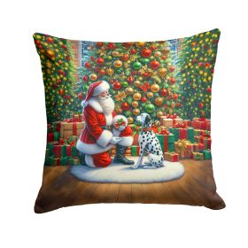 Dalmatian and Santa Claus Throw Pillow Machine Washable, Indoor Outdoor Decorative Pillow for Couch, Bed or Patio, 18Hx18W