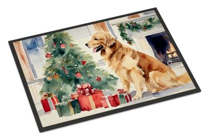 NEW Golden Retriever Cozy Christmas Doormat Front Door Mat Indoor Outdoor Rugs for Entryway, Non Slip Washable Low Pile, 18H X 27W