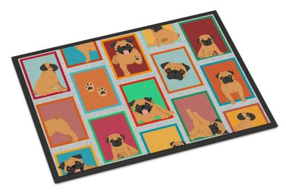 NEW Lots of Apricot Pug Doormat Front Door Mat Indoor Outdoor Rugs for Entryway, Non Slip Washable Low Pile, 18H X 27W