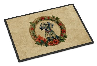NEW Weimaraner Christmas Flowers Doormat Front Door Mat Indoor Outdoor Rugs for Entryway, Non Slip Washable Low Pile, 18H X 27W