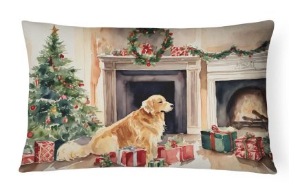 Waiting on Christmas Throw Pillow Throw Pillow for Indoor Couch Bed Outdoor Patio Washable, Golden Retriever 1362,12Hx16W