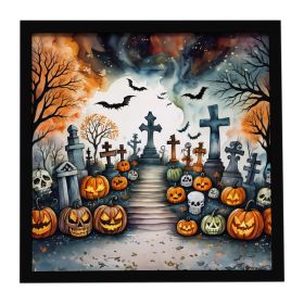 Day of the Dead Spooky Halloween Framed Metal Print Bathroom, Kitchen, Office, Home Decor Wall Art Ready to Hang, Square, 8X8