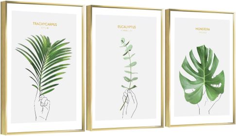 Framed Canvas Wall ArtOil Paintings Impressionism Aesthetic Prints Canvas Paintings for Living Room Bedroom Office Home; 3 Panels (GOLD: 24*36)