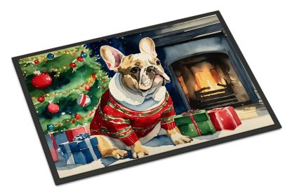NEW French Bulldog Cozy Christmas Doormat Front Door Mat Indoor Outdoor Rugs for Entryway, Non Slip Washable Low Pile, 18H X 27W (Default: Default)